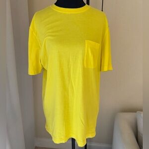 Versace Classique Yellow Cotton & Pocket Tee Basic Casual Minimalist Shirt Small